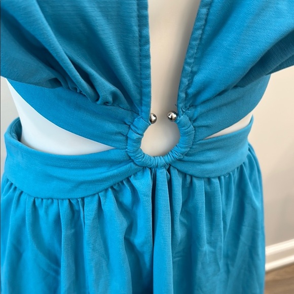 SHEIN US 2 XS Blue Maxi Dress with Cut Out and Slits - Picture 7 of 13
